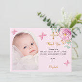 バプテスアーチフォト赤面ピンクガールフローラ サンキューカード (スタンド正面)