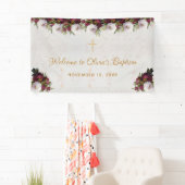 バプテスウェルカムブルゴーニュピーオンマーブルー金ゴールドクロス 横断幕 (インサイチュ)