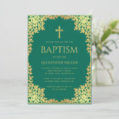 バプテスエメラルドグリーンフェイクゴールド離れフォイル華美ズ 招待状 (スタンド正面)