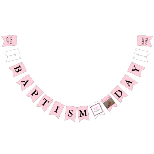 バプテスクロスカピンクブラック写真 バンティングフラッグ (全)