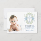 バプテスクロスプレストグリーナリー男の赤ちゃん写真 サンキューカード (正面)