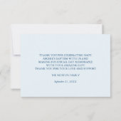 バプテスクロスプレストグリーナリー男の赤ちゃん写真 サンキューカード (裏面)