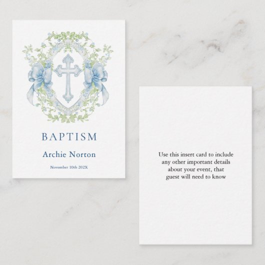 バプテスクロスプレストグリーンリー男の赤ちゃん エンクロージャーカード (正面/裏面)