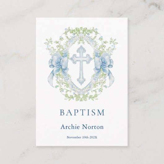 バプテスクロスプレストグリーンリー男の赤ちゃん エンクロージャーカード (正面)