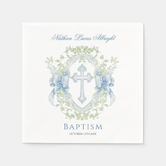 バプテスクロスプレストグリーンリー男の赤ちゃん スタンダードカクテルナプキン (正面)
