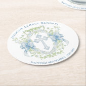 バプテスクロスプレストグリーンリー男の赤ちゃん ラウンドペーパーコースター (アングル)