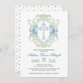 バプテスクロスプレストグリーンリー男の赤ちゃん 招待状 (正面/裏面)