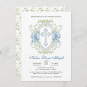 バプテスクロスプレストグリーンリー男の赤ちゃん 招待状 (正面/裏面)