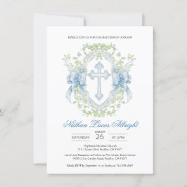 バプテスクロスプレストグリーンリー男の赤ちゃん 招待状