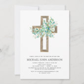 バプテスグリーナリーセージユーカリ金ゴールドクロスインビタ 招待状 (正面)