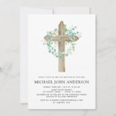 バプテスグリーナリーセージEucalyptus木製クロスインビ 招待状 (正面)