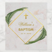 バプテスグリーンリーフェイク金ゴールドファーン離れズ大理石石 ワインラベル (シングルラベル)