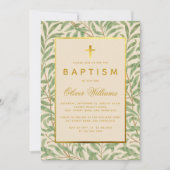 バプテスグリーン葉金ゴールドクロスフェイクモリスウィロー 招待状 (正面)