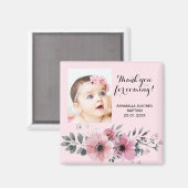 バプテスサンキューピンクのフローラ写真エレガント マグネット (正面/裏面)