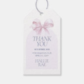 バプテスサンキューメッセージカード – ピンクボウデザイン ギフトタグ (正面)