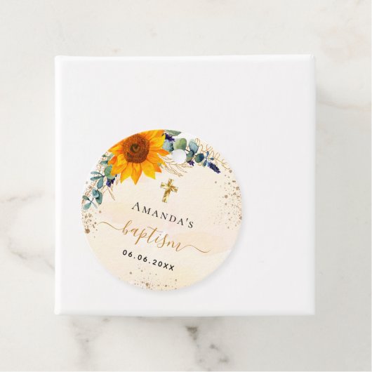 バプテスサンフラワーユーカリグリッター モダン フェイバータグ (インサイチュ)