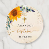 バプテスサンフラワーユーカリグリッター モダン フェイバータグ (正面)