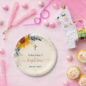 バプテスサンフラワーユーカリグリッター モダン ペーパープレート (パーティー)