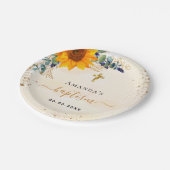 バプテスサンフラワーユーカリグリッター モダン ペーパープレート (アングル)