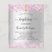 バプテスシルバーピンクの女の子の予算の招待 チラシ (正面)