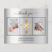 バプテスシルバーフォトボーイサンキューカード (正面)