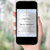 バプテスシルバーブルー紙吹雪男の赤ちゃん 招待状