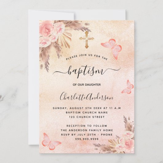 バプテススススキ赤面蝶の花 招待状 (正面)