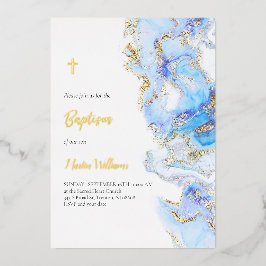 バプテスス流体大理石デザイン 箔招待状