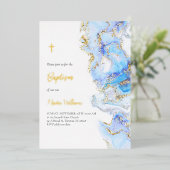 バプテスス流体大理石デザイン 箔招待状 (立ち正面)