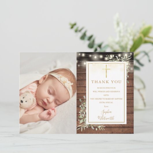 バプテスス素朴リングライト緑の写真 サンキューカード (スタンド正面)