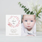 バプテスダスティピンクの花リースサンキューカード 招待状 (スタンド正面)