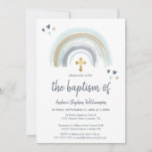 バプテスダスティブルーとホワイトボホ |レインボー 招待状 (正面)