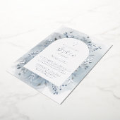 バプテスダスティブルーウォーターカラー銀 箔招待状 (回転した状態)