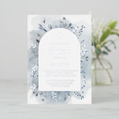 バプテスダスティブルーウォーターカラー銀 箔招待状 (立ち正面)