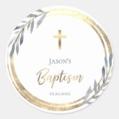 バプテスダスティブルーフェイク金ゴールド箔 ラウンドシール (正面)