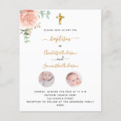 バプテスツイン女の子のフローラ写真の予算の招待 チラシ (正面)