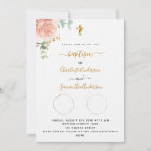 バプテスツイン女の子の白いフローラ写真ラグジュアリー 招待状 (正面)