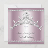 バプテスティアラピンクシルバーホワイトパールダイヤモンド 招待状 (正面)