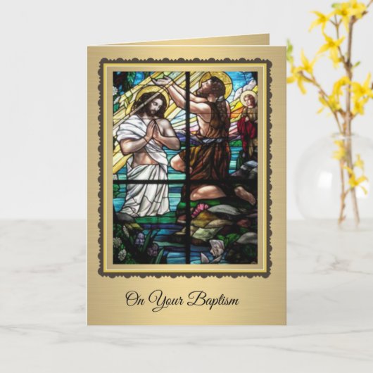 バプテストのヨハネによるイエスの大人のバプテスマ カード (黄色い花)