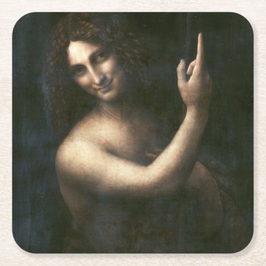 バプテストの聖ヨハネ，レオナルド・ダ・ヴィンチ スクエアペーパーコースター (正面)