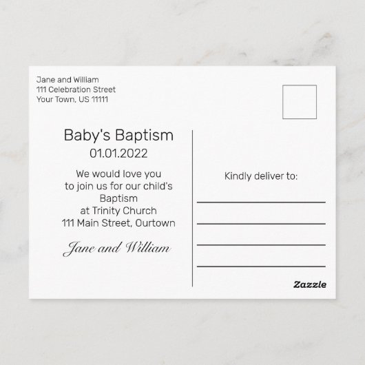 バプテストモダン者の発表招待状はがき ポストカード (裏面)