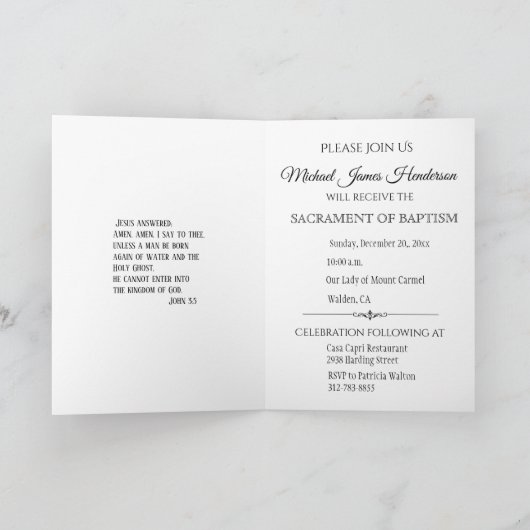 バプテスト教の聖ヨハネによるイエスのバプテスマ 招待状 (内部)
