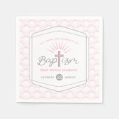 バプテスハローとクロスカスタムピンク スタンダードカクテルナプキン (正面)