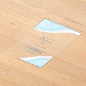 バプテスパステルブルー大理石 アクリル招待状 (レイダウン)