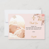 バプテスパンパスグラスアーチ写真赤面ピンクガール サンキューカード (正面)