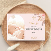 バプテスパンパスグラスアーチ写真赤面ピンクガール サンキューカード