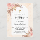 バプテスパンパスグラスバラ金ゴールド赤面ピンク大理石 インビテーションポストカード (正面)