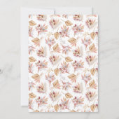 バプテスパンパス花バラ金ゴールドピンクの女の子 招待状 (裏面)