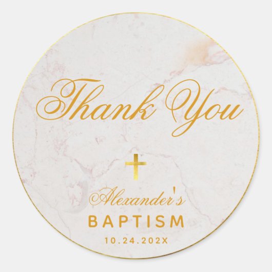 バプテスビオイエレガントサンキュー金ゴールド大理石 ラウンドシール (正面)