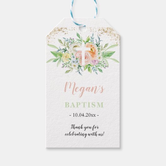 バプテスビーフギフトラベルフローラ赤面ピンク ギフトタグ (正面)